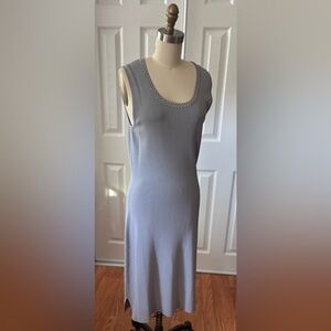 VERTIGO- PENCIL DRESS ROUNDED NECK w/DIAMOND STUDS & SIDE SLITS GRAY size L